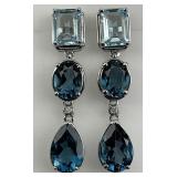 Sterling Silver Blue Topaz Dangle Earrings.