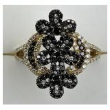 14KT Gold Effy Black & White Diamond Floral Ring.