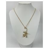 14KT Gold Gecko Pendant Necklace.