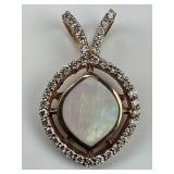 14KT Rose Gold Diamond & Mother of Pearl Pendant.
