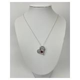 Sterling Silver Double Heart Pendant Necklace.