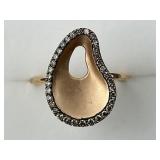 14KT Gold LeVian Brown Diamond Abstract Ring.