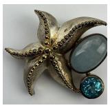 Sterling Silver Gemstone Starfish Pendant.