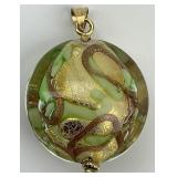 14KT Italian Gold Glass Bead Pendant.