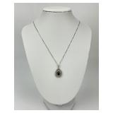 14KT Gold Sapphire & Diamond Loop Necklace.