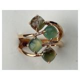 14KT Gold LeVian Earthy Stone & Diamond Ring.