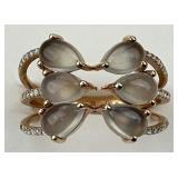 14KT Gold LeVian Moon Stone Diamond Ring.