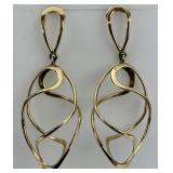 14KT Yellow Gold Swirl Dangle Earrings.