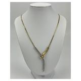 14KT Gold Diamond Flat Byzantine Necklace.