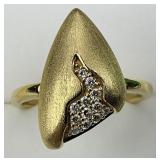14KT Gold Abstract LeVian Brushed Diamond Ring.