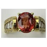 18KT Gold Orange Stone Diamond Ring.