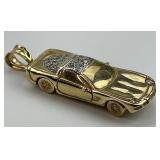 14KT Gold Diamond Corvette Pendant.