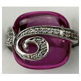 Sterling Silver Belle Etoile Pink Stone CZ Ring.