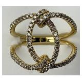 14KT Gold LeVian Split Shank Round Diamond Ring.