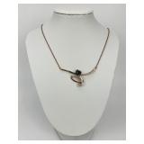 14KT Rose Gold Blue Topaz & Diamond Necklace.