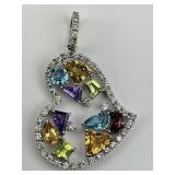 18KT Gold Multi-Gemstone Diamond Heart Pendant.