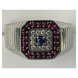 14KT Gold LeVian Sapphire, Ruby & Diamond Ring.
