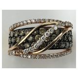 14KT Gold LeVian Brown & White Diamond Ring.