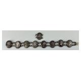 Silver Italian Hematite Cameo Bracelet.