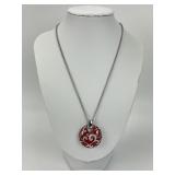 Sterling Belle Etoile Red Enamel Necklace.
