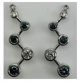 14KT Gold Blue & White Diamond Earring Jackets.