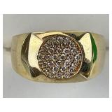 14KT Gold Effy Round Pave Set Diamond Center Ring.