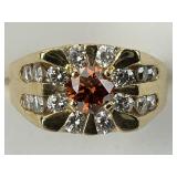 Gold Rust Stone Center & Diamond Ring.