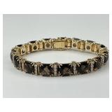 14KT Gold Brown Stone & Diamond Bar Bracelet.