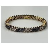18KT Gold Sapphire & Diamond Striped Bracelet.