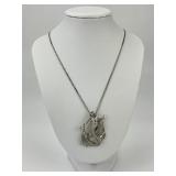 Sterling Silver Poseidon Pendant Necklace.