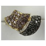18KT Gold Brown & White Diamond Ring.