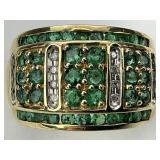10KT Gold Emerald & Diamond Ring.