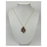 14KT Gold Effy Floral Sapphire & Diamond Necklace.