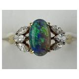 18KT Gold Opal & Diamond Ring.