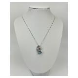 14KT White Gold Diamond Gemstone Necklace.