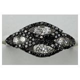14KT Gold LeVian Black & White Diamond Ring.