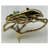 18KT Gold Handmade Gemstone Dolphin Ring.