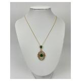 Fancy 14KT Effy Diamond Emerald Pendant Necklace.