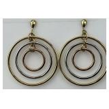 14KT Gold Tri Color Drop Earrings.