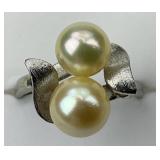 Sterling Silver 2 Pearl Ring.