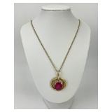 14KT Gold Diamond Gemstone Pendant Necklace.