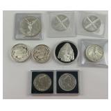 7 1-2oz Silver Rounds, 2 .5 Silver Canada Dollars