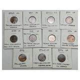 11 Error 1964-1996 Lincoln W/ Stamped Pennies.
