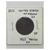 1925 Mexico 2 Centavos Coin.