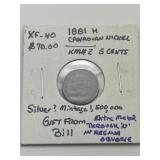 1881 Error Canadian Nickel.