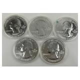 5 5oz .999 Silver State Quarters.