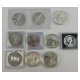 9 1Oz .999 Silver Rounds & Coins, .5 Canada Dollar