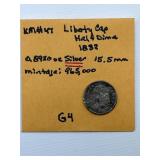 89% Silver 1832 Liberty Capped Half Dime.