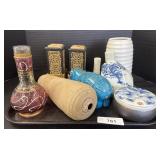 Chinese Art Deco Lamps, Blue & White Vase & Jar.