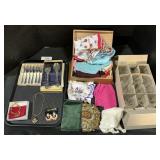 Jewelry, Flatware, Handkerchiefs, Shot Glasses.